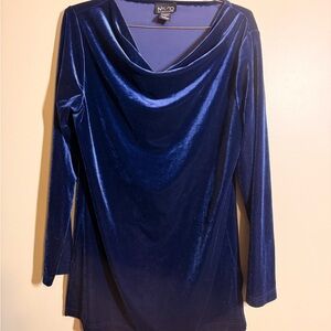 New York & Company Velvet Cowl Neck Top - Navy Blue